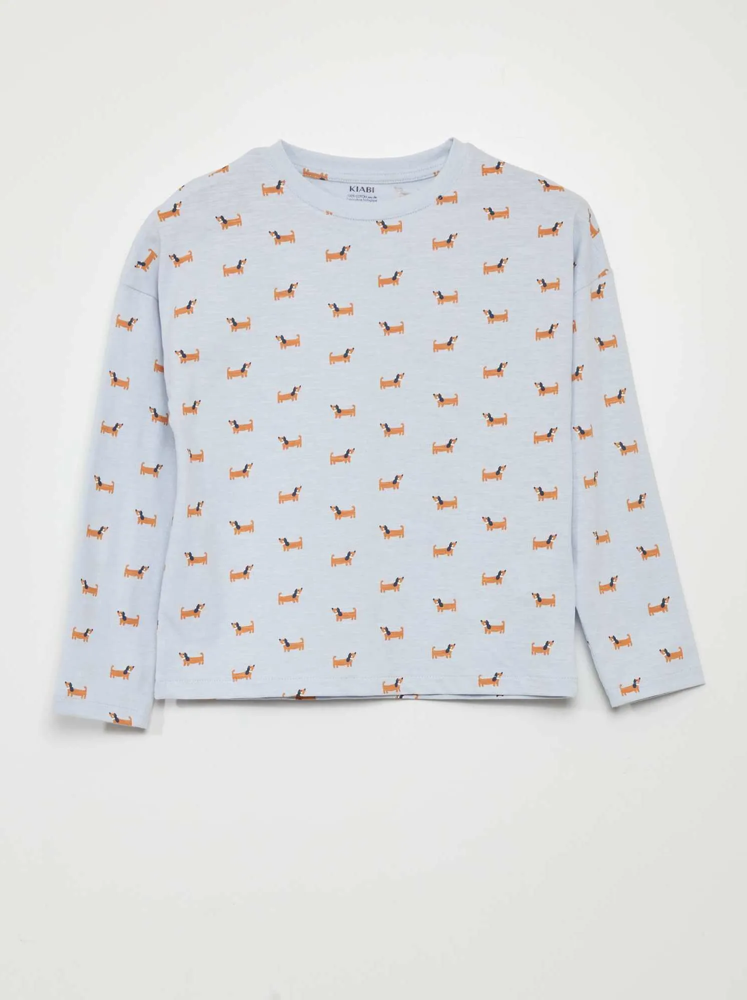 T-shirt stampa 'cani' - BLU
