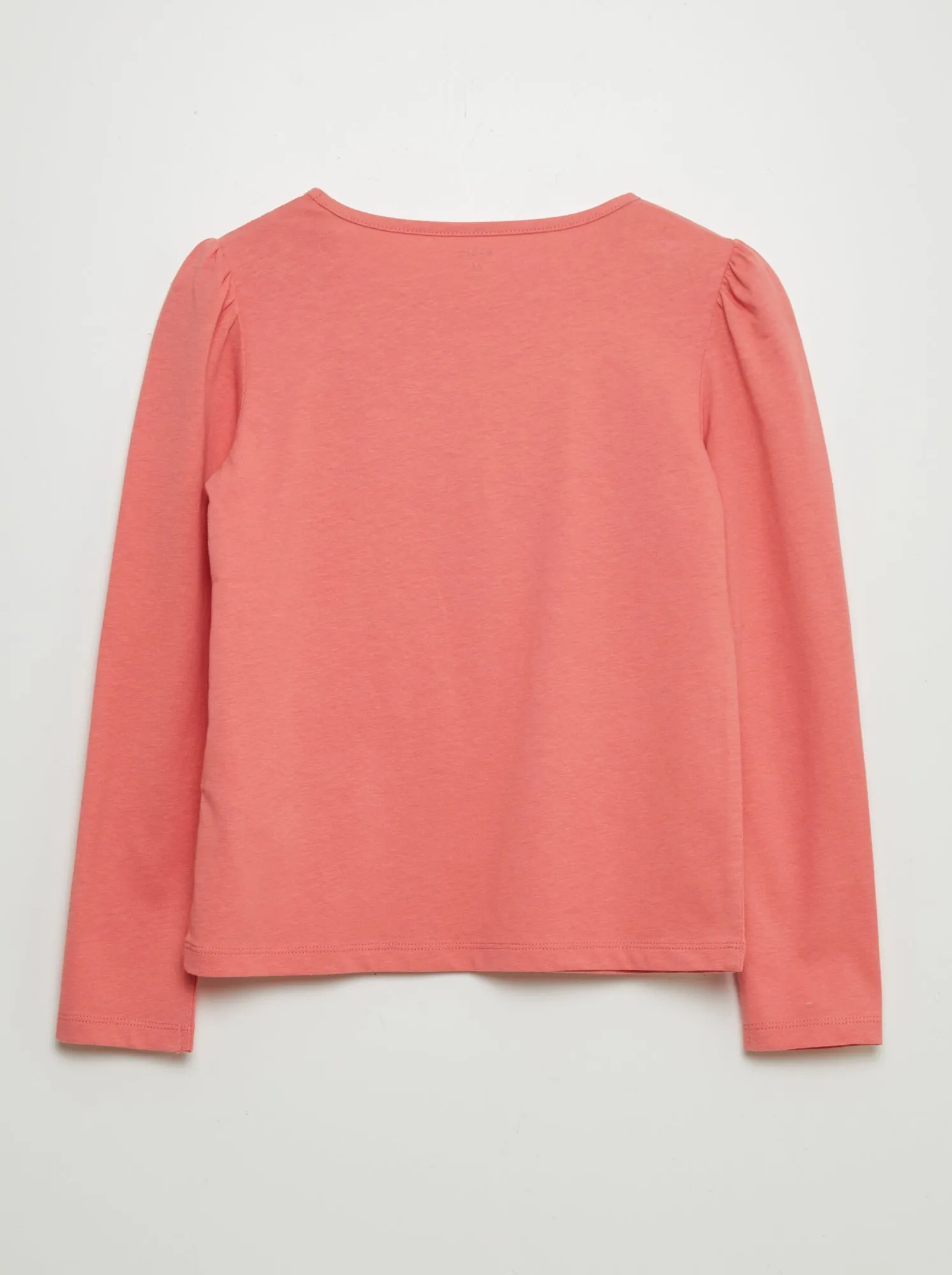 T-shirt tinta unita con spalle arricciate - ROSA