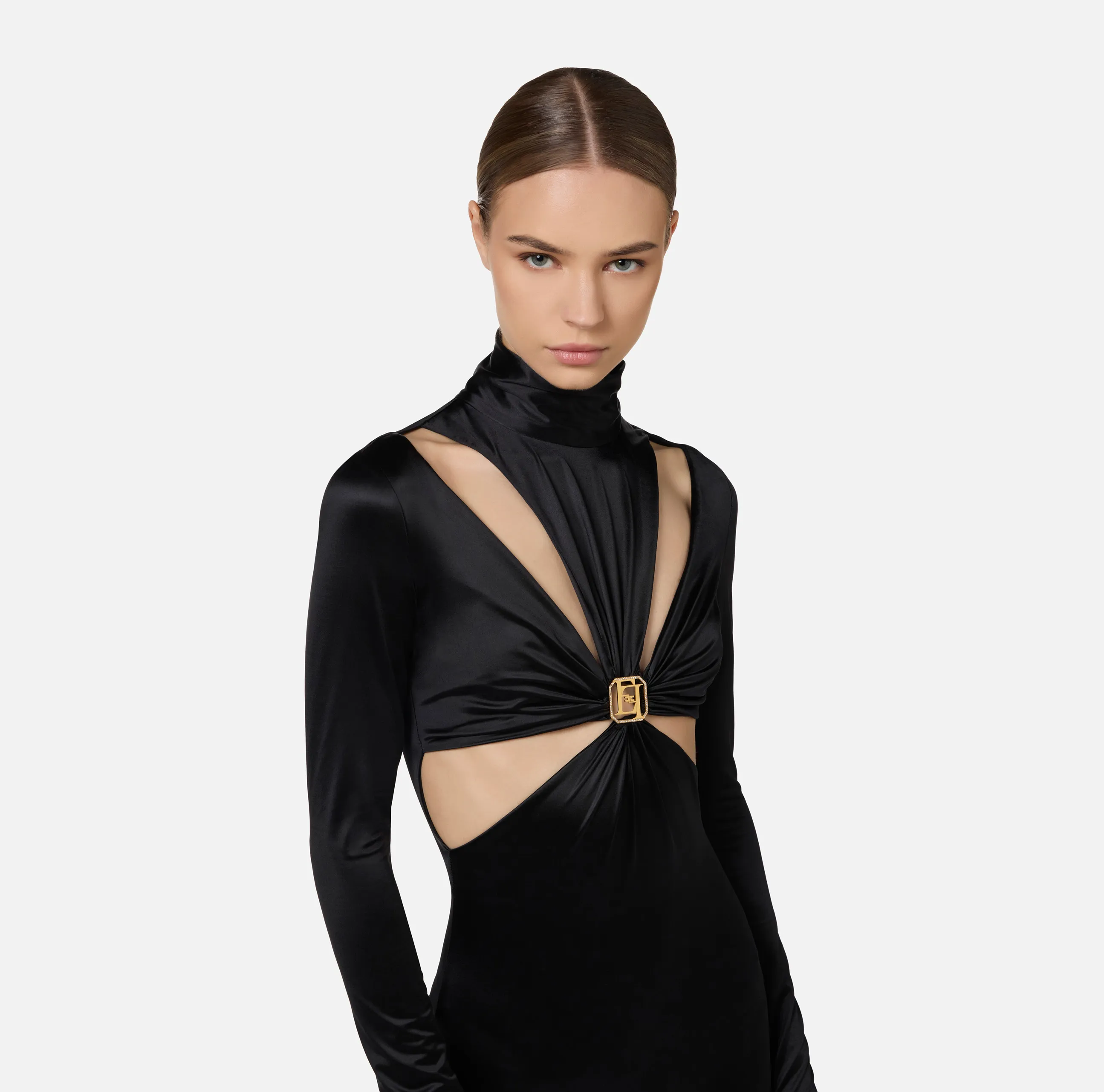 Tuta in lycra con motivo cut-out e accessorio logo