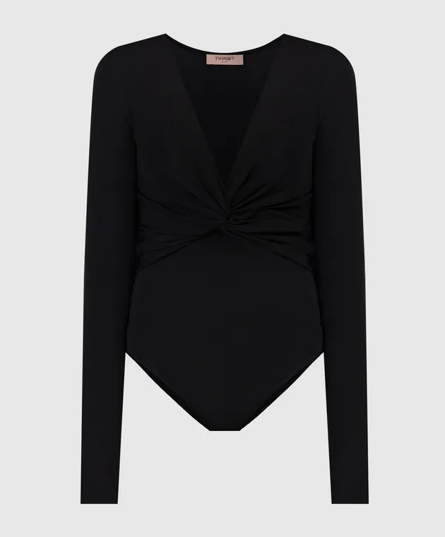 Twinset Body nero con drappeggio 241TE2131