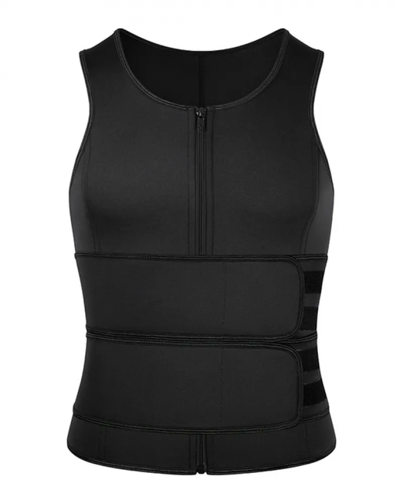Uomo Body Shaper Gilet Vita Trainer Doppia Cintura Camicia di Compressione del Sudore Corsetto Top Pancia Dimagrante Shapewear B