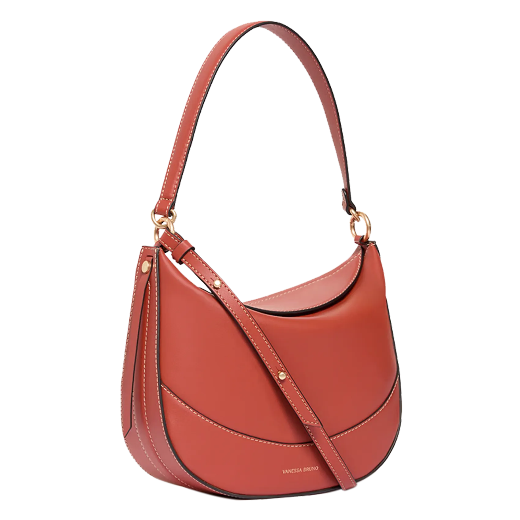  VANESSA BRUNO   DAILY BAG MM - Borsa a mano con tasche in pelle | Marrone