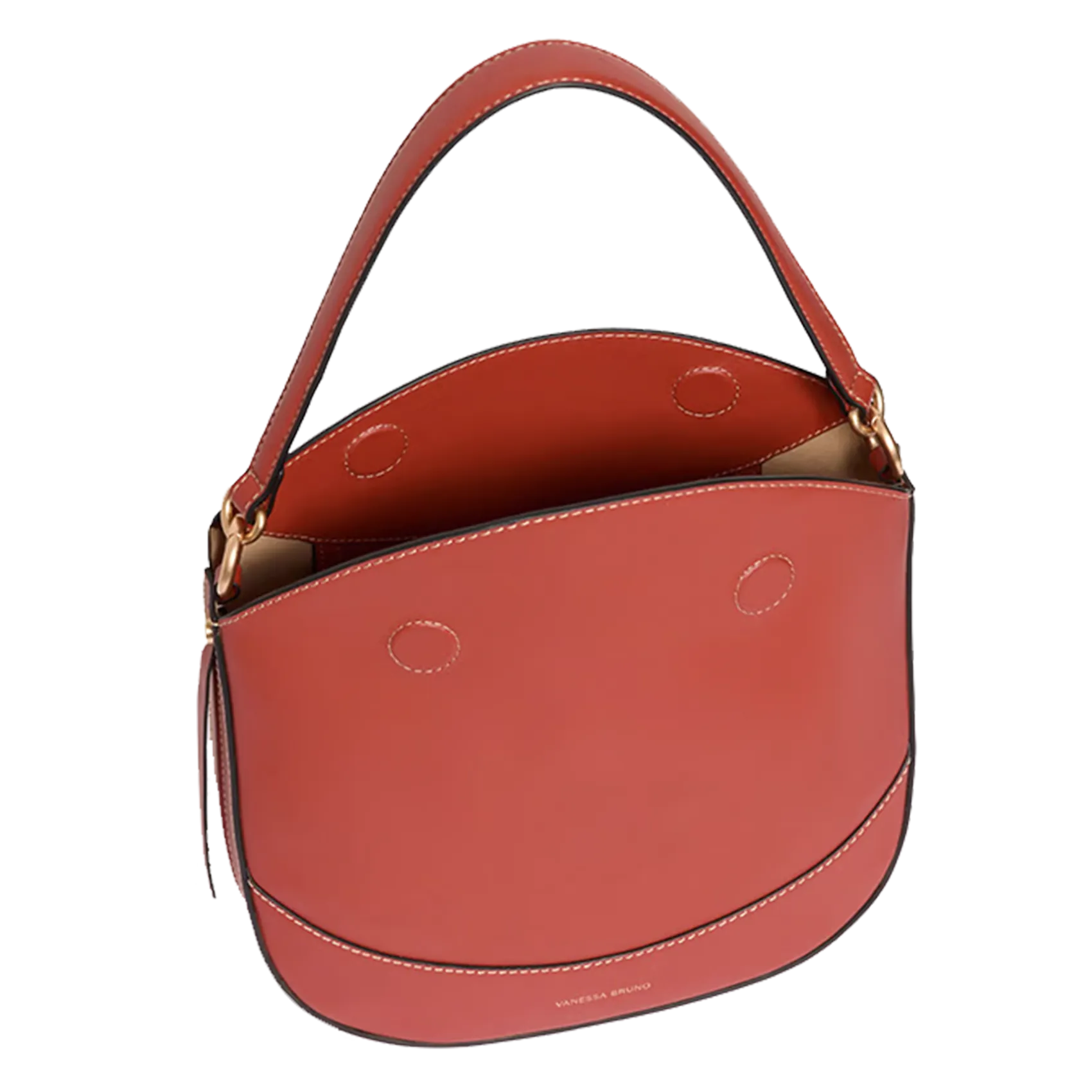 VANESSA BRUNO   DAILY BAG MM - Borsa a mano con tasche in pelle | Marrone
