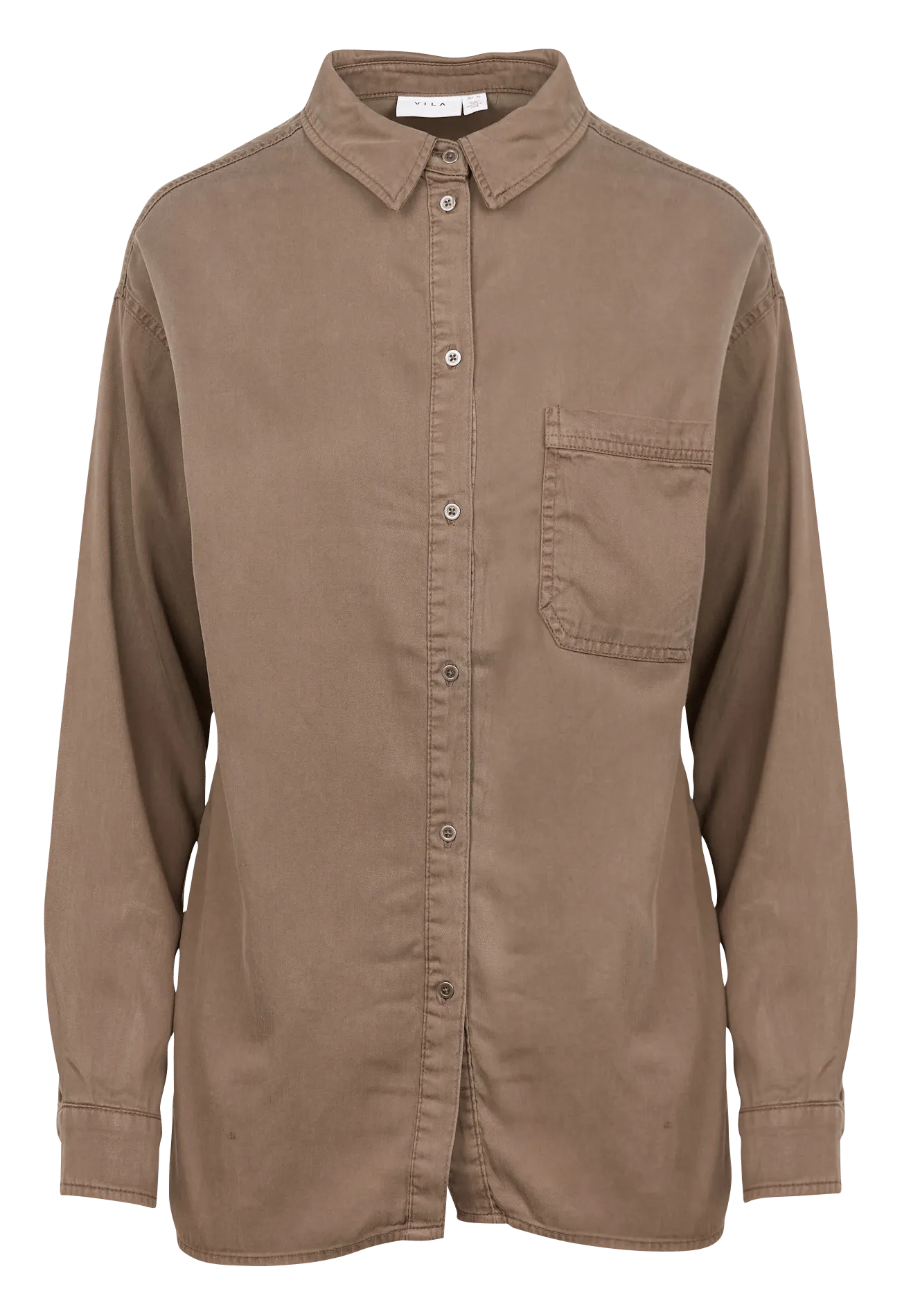  VILA   Camicia con collo classico in misto lyocell | Marrone