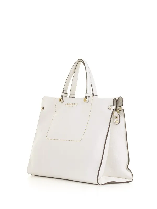 White Petra shopping bag in textured eco-leather