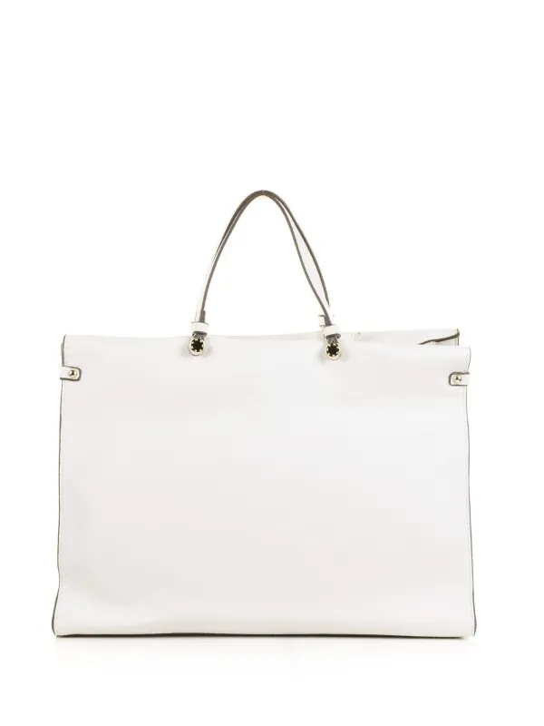 White Petra shopping bag in textured eco-leather