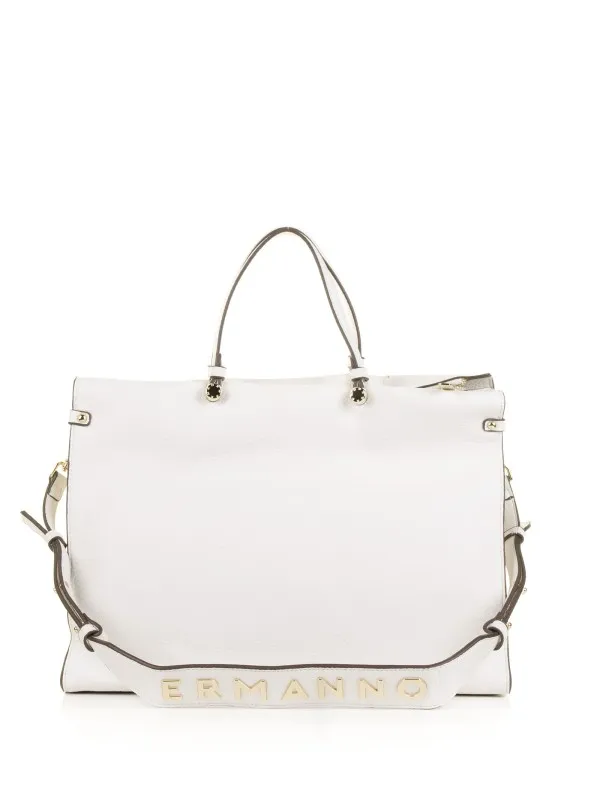 White Petra shopping bag in textured eco-leather