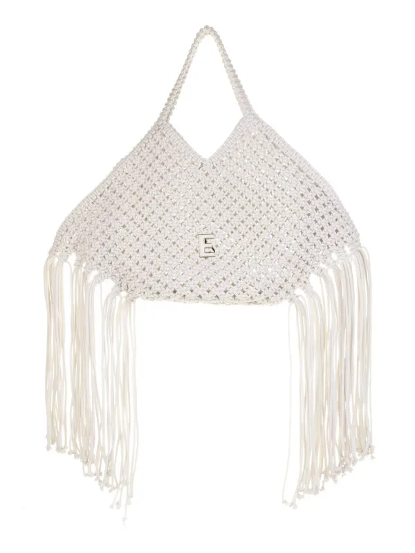 White Rina shopping bag in woven cotton