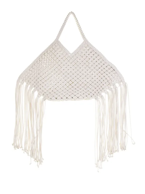 White Rina shopping bag in woven cotton