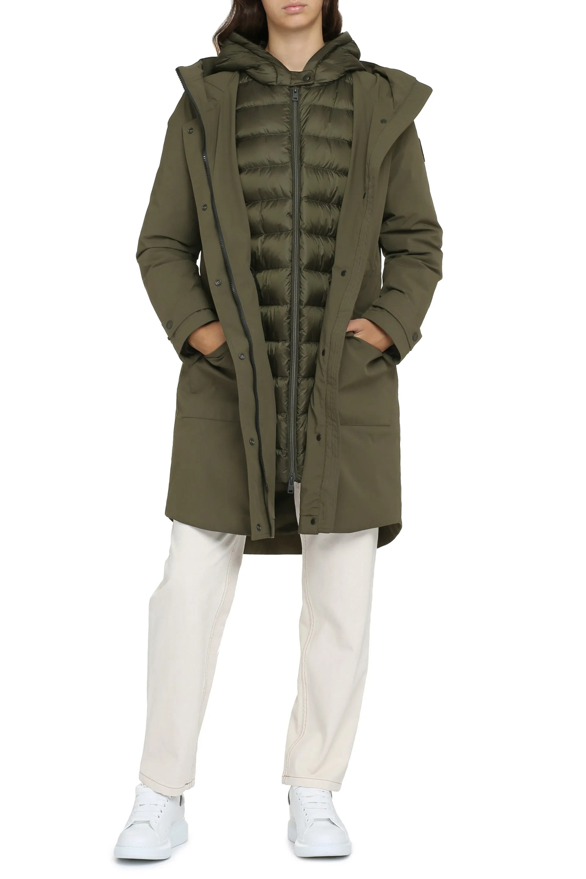 Woolrich Parka Military in tessuto tecnico con piumino interno removibile
