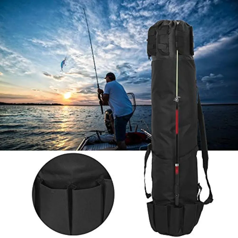 Yunseity Custodia per Canna da Pesca, Tracolla e Maniglia Regolabili Resistenti, Borsa da Pesca, con Cinturino in Corda di Fissa