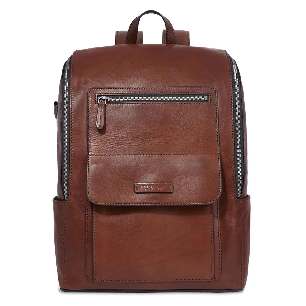 Zaino Uomo con Zip THE BRIDGE linea Alberto in Pelle Marrone