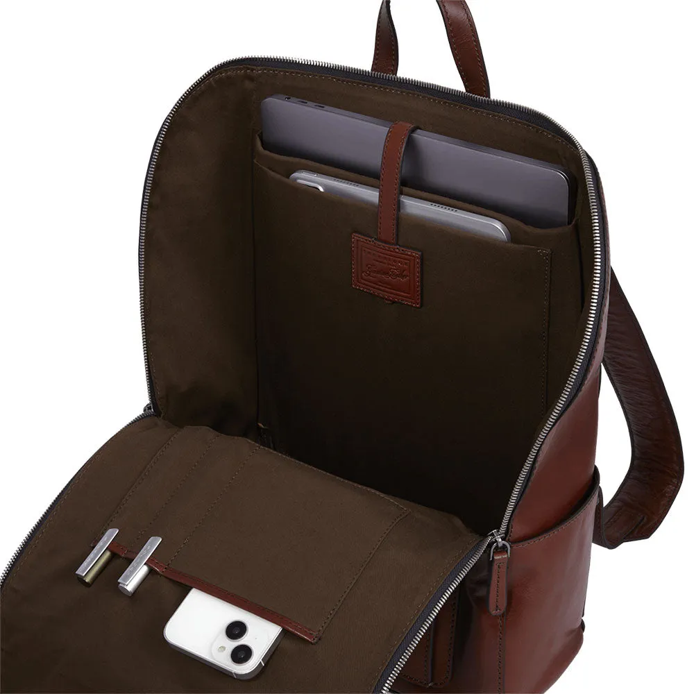 Zaino Uomo con Zip THE BRIDGE linea Alberto in Pelle Marrone