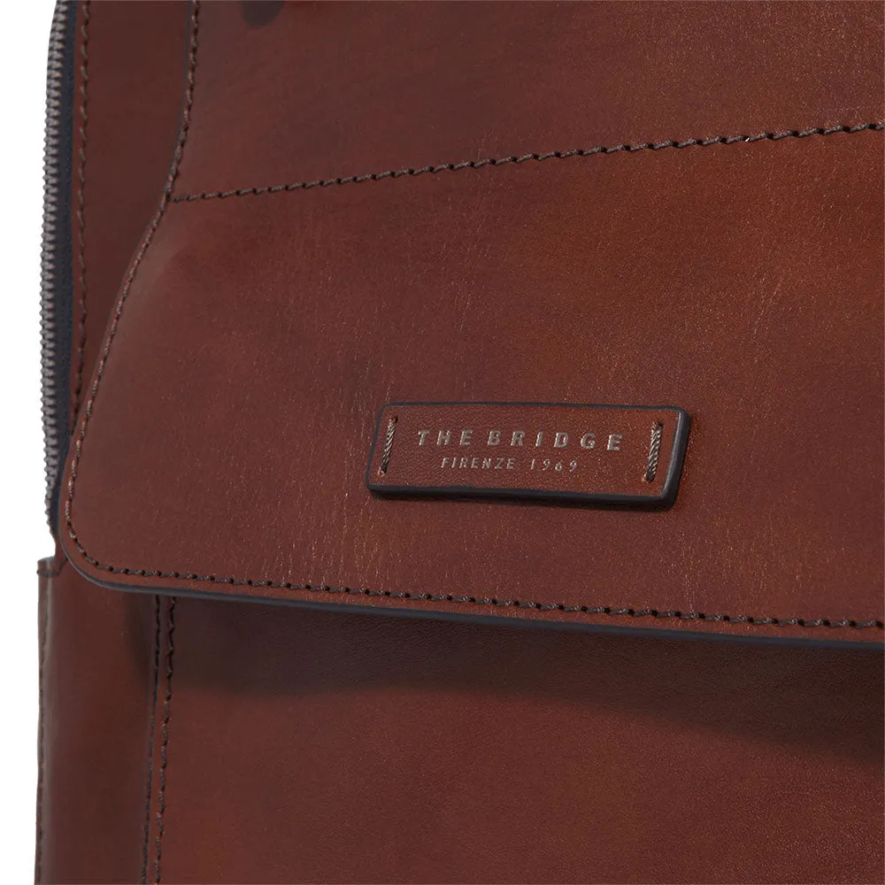 Zaino Uomo con Zip THE BRIDGE linea Alberto in Pelle Marrone