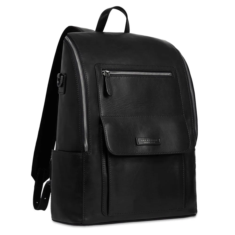 Zaino Uomo con Zip THE BRIDGE linea Alberto in Pelle Nera