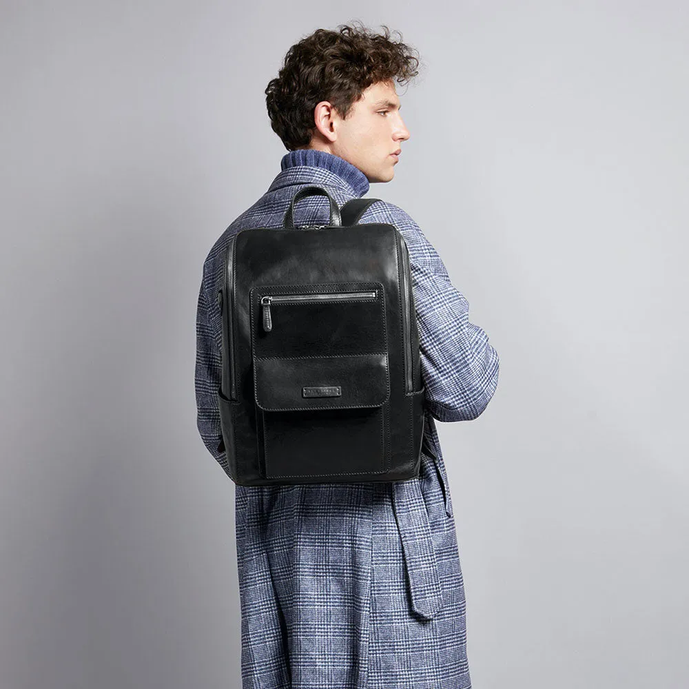 Zaino Uomo con Zip THE BRIDGE linea Alberto in Pelle Nera