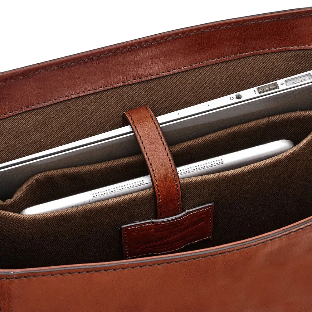Zaino Uomo Grande con Pattina THE BRIDGE linea Alberto in Pelle Marrone